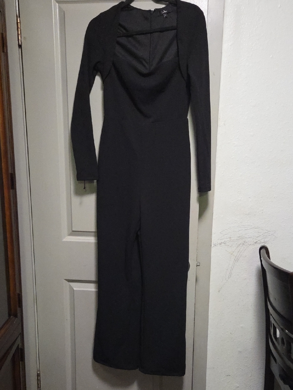 Lulu's Black Long-Sleeve Square-Neck Jumpsuit